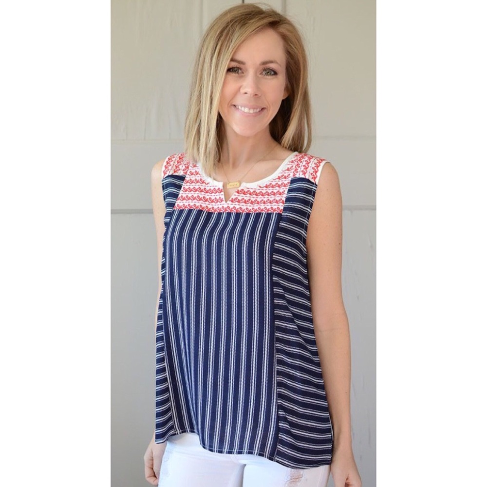 THML Greer Stripe Mix Print Tank Sleeveless Top